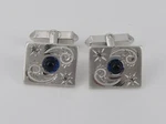 Sterling Silver 5/8" X 3/4" Blue Stone Cufflinks, 16.82 Grams - Item# R652. Fixed Price $24.95.