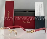 Cartier Rimless Wood Eyeglasses CT00520 006 Red Gold Clear Demo New 53MM. Fixed Price $1799.99.