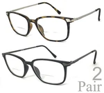 2 Pairs Retro Square Matte Frame Metal Temples Bifocal Reading Glasses. Fixed Price $22.99.