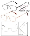 Retro Men Metal Frame Pocket Clip Clear Lens Reading Glasses Spring Hinges RE174. Fixed Price $22.99.