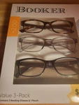 Booker +2.00 Reading Glasses Value 3-PACK / Pouch Wayfarer Style. Fixed Price $20.20.