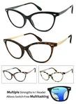 Cat Eye Progressive Reading Glasses 3 Strengths 1 Multi Focus Readers. Fixed Price $15.99.