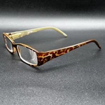 Bob Mackie BMR397H +2.50 Reading Glasses Brown Gold Print Flex Euc. Fixed Price $13.00.
