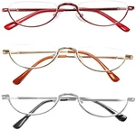 Reavee 3 Pack Half Frame Retro Reading Glasses For Women - Red, Gold, Silver. Fixed Price $25.48.