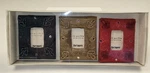 Set Of 3 New Pier One Imports Fabric W/ Bead Design 1.25 X 1.75 Mini Frames. Fixed Price $14.88.