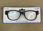 Icu Eyewear Reading Glasses Matte Black Square Frame +2.50 Magnification Nwt. Fixed Price $9.00.