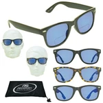 Bifocal Sunglass Reader Horn Rim Browline Square Frame Blue Flash Mirrored Lens. Fixed Price $13.99.