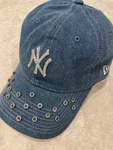 New York Ny Yankees Blue Jean Bling Hat Hand Jeweled Logo With Swarovski Crystal. Fixed Price $99.00.