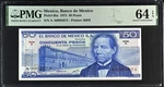 M4653A Banco De Mexico 50 Pesos 1973 P65A Pmg Ch Unc 64 Epq. Fixed Price $30.00.