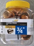Streamline Copper Pressure Tube Cap Fitting Pro 3/4"-SIZE (10-PACK). Fixed Price $32.99.