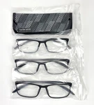 Foster Grant +1.25 Strength Reading Glasses 3 Pack Black Blue Accent W/ Case. Fixed Price $24.99.