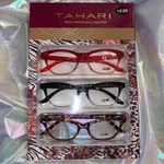 Tahari Women Reading Glasses 3 Pair Pack Red Fade Black Animal +2.00. Fixed Price $25.00.