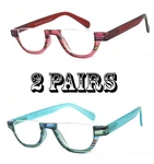 1 2 Pair Half Moon Small Colorful Frame Full Lens Reading Glasses Readers. Fixed Price $19.99.