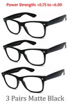 3 Pair Full Lens Reading Glasses Clear Women +0.75 To +6.00 Square Matte. Fixed Price $23.99.