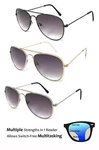 Small Pilot Progressive Reading Sunglasses Metal Frame 3 Strengths 1 Reader. Fixed Price $15.99.