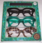 New Margaret Josephs 3 Prs Reading Glasses Black/teal Blue/leopard Readers +2.00. Fixed Price $27.99.
