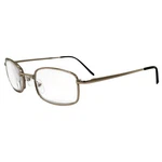 Men's High-powered Reading Glasses: Gold Frame And Brown Case +5.00. Fixed Price $11.99.