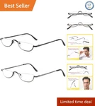 Half Reading Glasses - Pairs Stylish Metal Frame Readers, 2.50X Magnification. Fixed Price $18.95.