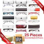 Reading Glasses With Case Bulk Lot 25, 36, 50 Pcs Per Box Assorted Styles Powers. Fixed Price $87.50.