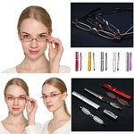 Mini Compact Reading Glasses W/aluminum Tube Case Women Spring Hinge Reader. Fixed Price $14.99.