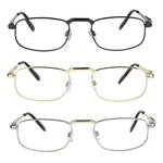 Mens Pocket Clip Spring Hinge Rectangular Metal Rim Reading Glasses. Fixed Price $13.99.