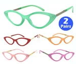 2 Pairs Cat Eye Jelly Color Full Lens Magnified (not Bifocal) Reading Glasses. Fixed Price $19.99.