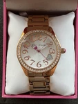 Betsey Johnson Rose Gold Gem-set Bracelet Women's Watch Mother Of Pearl Dial Box. Fixed Price $30.00.