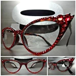 Women's Vintage Cat Eye Style Reading Glasses Readers Red Crystals Handmade. Fixed Price $39.99.