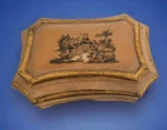 Borghese Italy Ceramic Jewelry/trinket Box Gold/ Blue Courting Scene Note. Fixed Price $29.99.