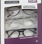 Foster Grant Design Optics Reading Glasses +1.50 Pack Of 3 New. Fixed Price $22.00.
