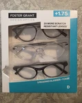 Foster Grant Design Optics +1.75 Reading Glasses 3-PACK, Scratch Resistant. Fixed Price $10.00.