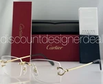 Cartier Decor Rimless Eyeglasses Gold Frame Clear Lens 56MM CT0563O 001 New. Fixed Price $1099.99.
