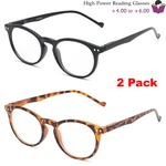 2 Pack High Power Strong Extra Magnification Reading Glasses Reader 4.00 To 6.00. Fixed Price $16.99.