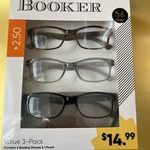 Booker +2.50 Reading Glasses Value 3-PK & Pouch. Fixed Price $22.29.