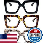 Reavee 3 Pack Oversized Reading Glasses For Women Large Frame Extra Wide Blue. Fixed Price $28.57.