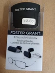 +2.00 Foster Grand Folding Reading Glasses With Telescopic Frame Micro Vision. Fixed Price $24.00.