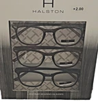Halston Fashion 3 Pack +2.00 Multi Color Reading Designer Glasses Readers. Fixed Price $28.75.