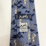 Hermes Tie Himalayan Sherpa Mountain Hikers Blue/khaki Silk 7503 Ia 3.25" X 58". Fixed Price $99.95.