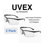 Uvex S3762 Bifocal Safety Glasses Readers +2.0 Magnification Lens Pk New. Fixed Price $36.00.