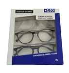 Foster Grant 809 Class Round Reading Glasses +2.50 3 Pack. Fixed Price $16.99.