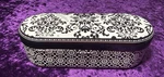 Brighton Damask Sunglasses Case Tin Black White Floral Hinged Metal Eyeglasses. Fixed Price $8.99.
