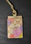Coach Id Lanyard Leather Card Case Holder Daisy Poppy Applique 4900- See Photos!. Fixed Price $32.50.