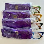 1 Lot Of 4 Joy Mangano Reading Glasses +2.50 Designer Readers Purple Carry Pouch. Fixed Price $20.99.