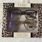 Nicole Miller 2 Pk Blue Light Filter Leopard Reading Glasses Readers +1.50 Nib. Fixed Price $32.00.