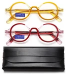 Ytdbns Retro Round Reading Glasses For And Women, Medium, Yellow&red. Fixed Price $31.99.