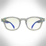 Jimmy Crystal Women's Gray Swarovski Readers Blue Light Blocking. Fixed Price $65.00.
