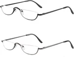 Half Reading Glasses - 2 Pairs Rim Metal Frame Spring Hinge Readers. Fixed Price $21.09.