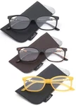 3 Pairs Square Frame Reading Glasses For Women, Rhinestone Spring Arm W/ Pouches. Fixed Price $21.99.