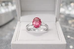 3.50 Ct Oval Cut Pink Sapphire & Diamond Anniversary Ring 14K White Gold Size 7. Fixed Price $210.25.