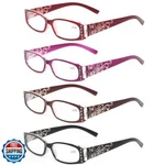 Kerecsen Reading Glasses 4 Pairs Ladies Readers Spring Hinge With Laser Patte. Fixed Price $34.99.